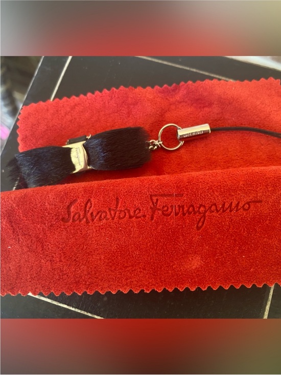 Salvatore Ferragamo Accessories - Salvatore Ferragamo Vara bow charm in black haircalf (pony hair)